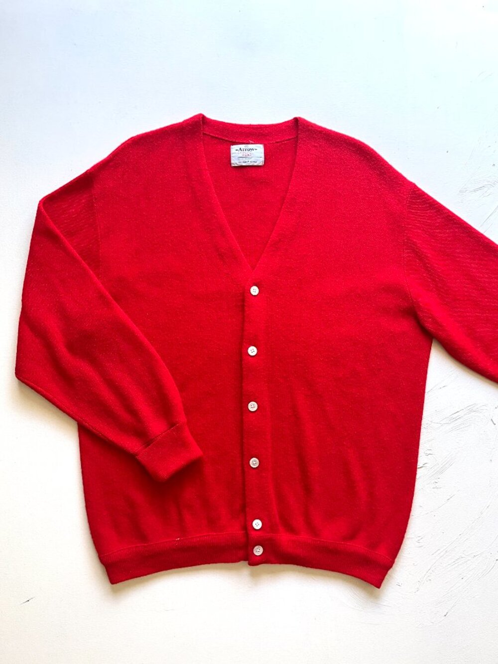 Vintage Men's 60s Arrow Casual Wear Red Orlon Acrylic Golf Cardigan Sweater XL